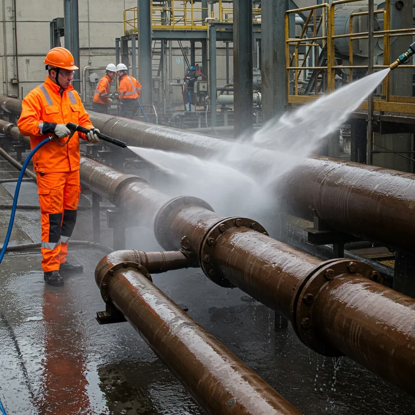 Limpieza mecánica, hydroblasting y flushing — imagen técnica